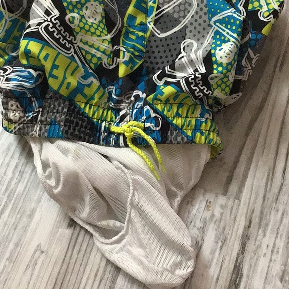 OP swim trunk boys grey blue XS 4/5 surf boards comfortable cute pattern… - Picture 6 of 6